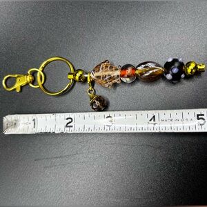 Artisan Orange Fish and Purple Lampwork Glass Bead Keychain Bag Charm Custom